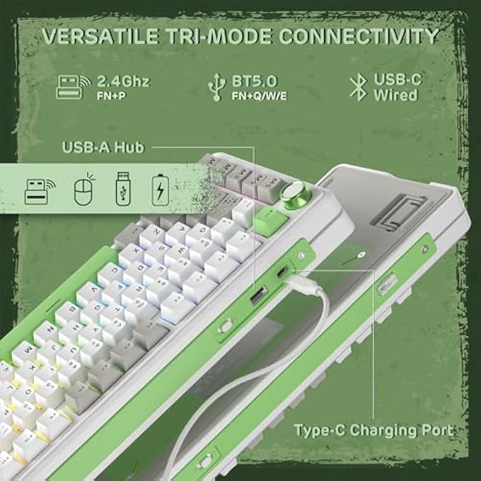 RK L75 GASKET MOUNT MECHANICAL KEYBOARD W/KNOB/MACRO KEYS & TOUCHABLE NAMEPLATE, TRI-MODE 75% TKL WIRELESS KEYBOARD BT/2.4G/USB-C, HOT SWAPPABLE, PRO SOFTWARE, MASSIVE 8000MAH BATTERY - Image 3
