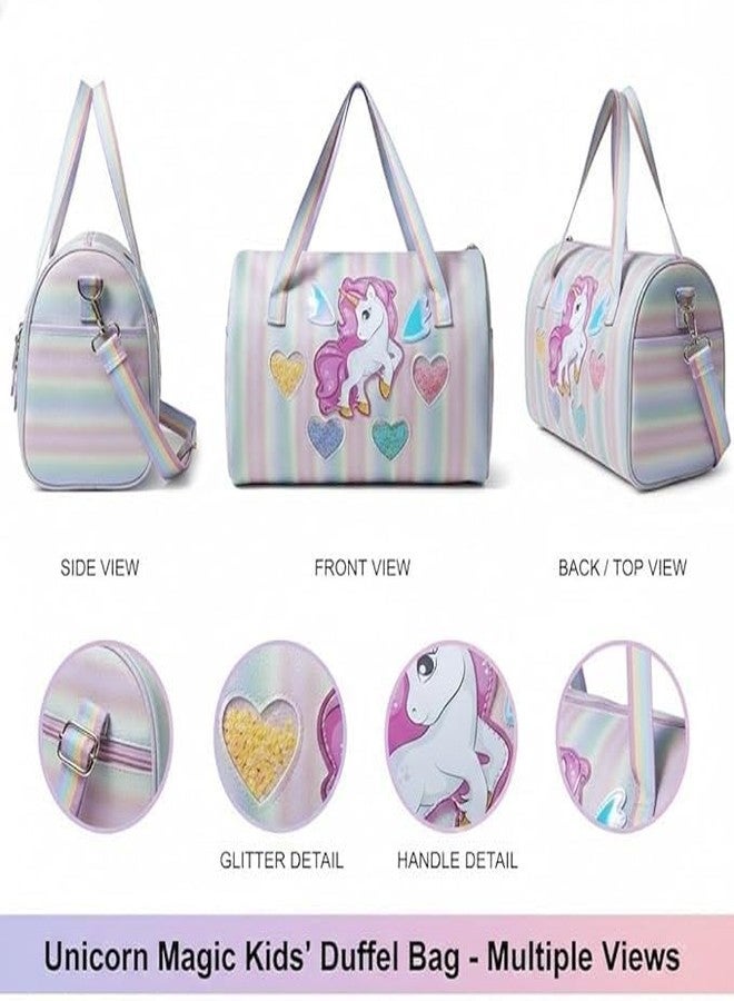 Happy Hues Unicorn Duffel Bag for Girls - Rainbow Glitter Kids Travel Bag with Shoe Compartment - Dance & Gymnastics Bag, Waterproof Overnight Weekender Bag for Toddlers & Teens - Image 5
