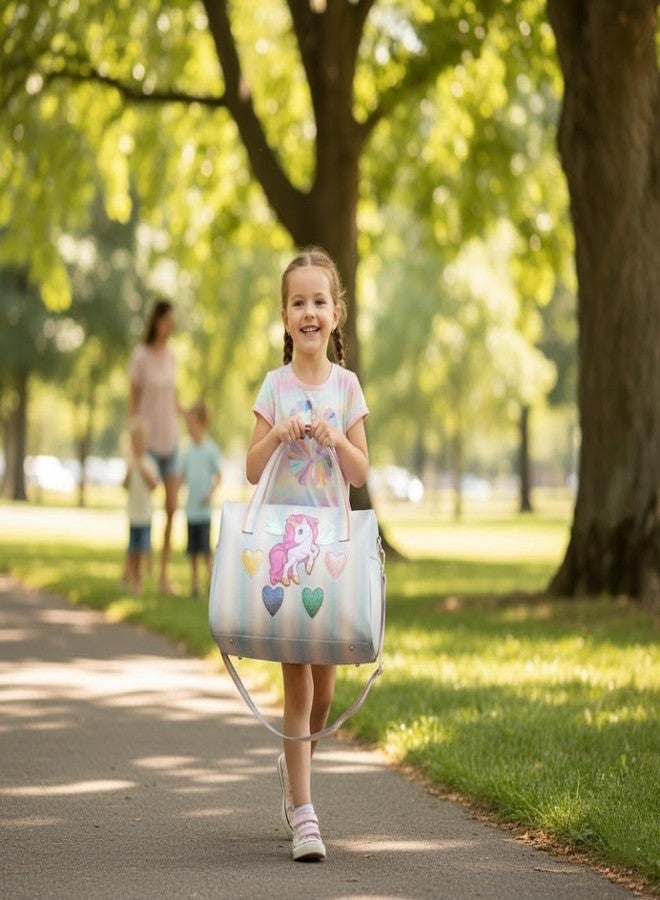 Happy Hues Unicorn Duffel Bag for Girls - Rainbow Glitter Kids Travel Bag with Shoe Compartment - Dance & Gymnastics Bag, Waterproof Overnight Weekender Bag for Toddlers & Teens - Image 3