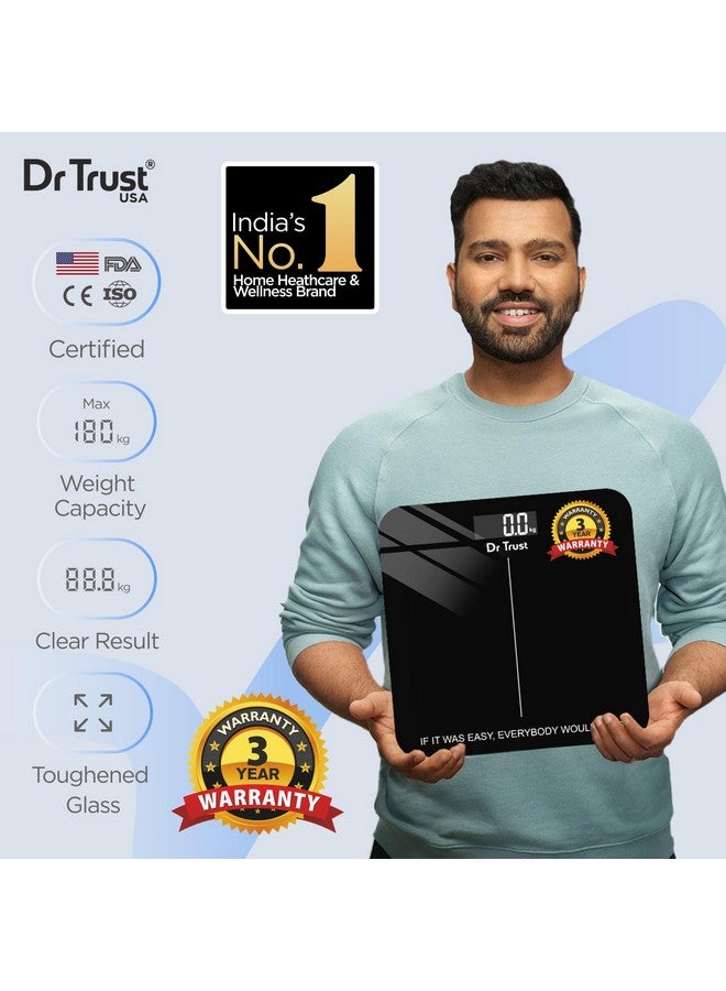 دي آر تراست جهاز قياس الوزن الإلكتروني الشخصي الرقمي من Dr Trust USA Inspire لجسم الإنسان بسعة 180 كجم - 523 (أسود) ... - Image 2