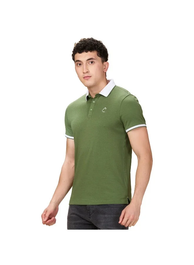 Being Human Mens Olive Polo Collar Short Sleeve Polo T-Shirt