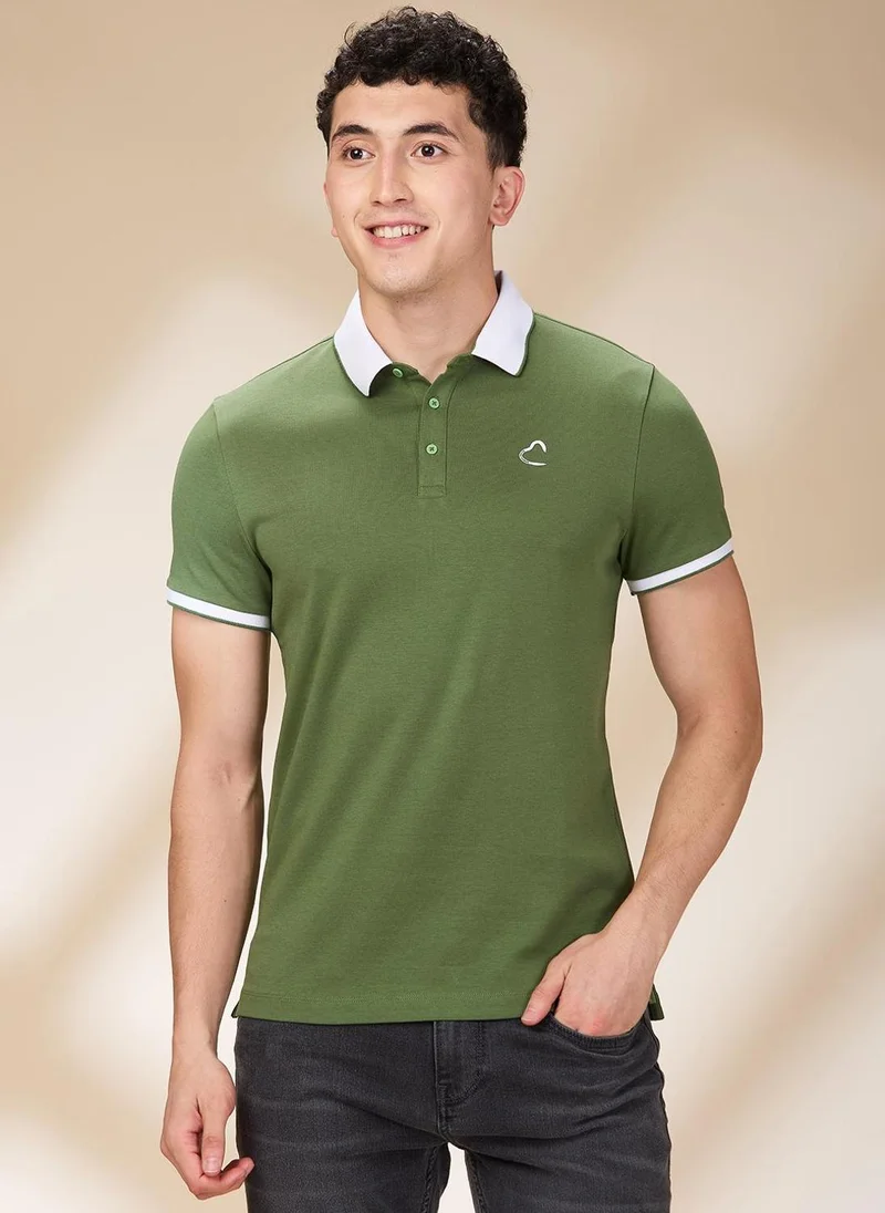 Being Human Men Solid Polo Collar Cotton Slim Fit T-shirt