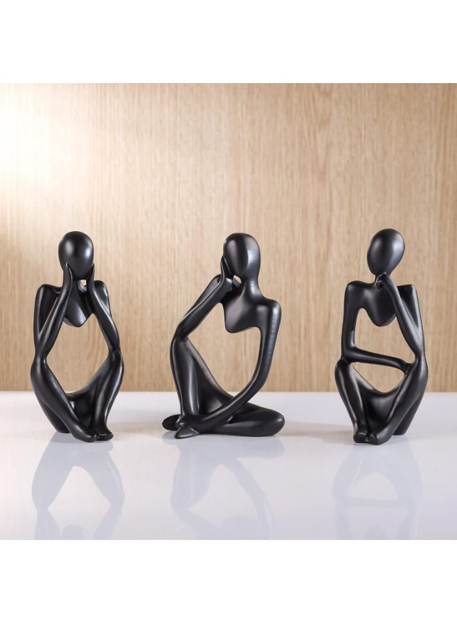 تمثال المفكر الأسود، منحوتات تجريدية لديكور المنزل، تماثيل راتنجية عصرية، زخارف سوداء لرفوف الكتب، طاولات القهوة، الأرفف، سطح المكتب، ديكور المكاتب، تماثيل فنية قابلة للتحصيل - Image 1