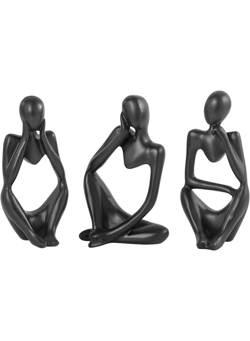 تمثال المفكر الأسود، منحوتات تجريدية لديكور المنزل، تماثيل راتنجية عصرية، زخارف سوداء لرفوف الكتب، طاولات القهوة، الأرفف، سطح المكتب، ديكور المكاتب، تماثيل فنية قابلة للتحصيل - Image 2