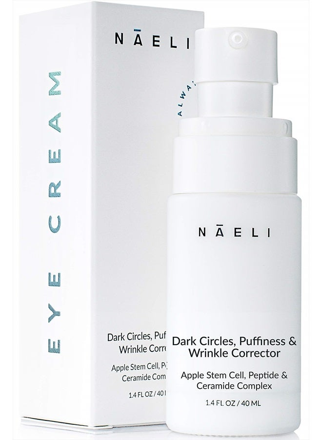 NAELI Eye Cream for Dark Circles, Puffiness & Wrinkles with Anti Aging Apple Stem Cell & Peptide Complex - Reduces Fine Lines, Diminishes Bags & Restores Under Eye, 1.4 oz - Image 1