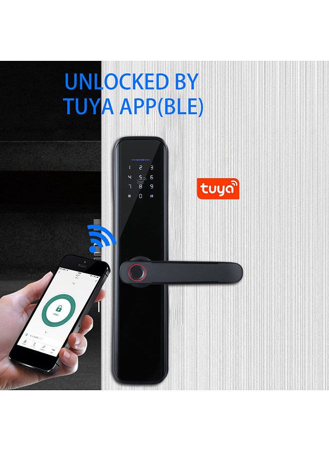 TUYA - Tuya Smart Lock Fingerprint Lock Door Lock Keypad Door Lock with Handle Fingerprint Electronic Deadbolt Door Lock Smart Door Lock Compatible with Tuya APP - Image 1