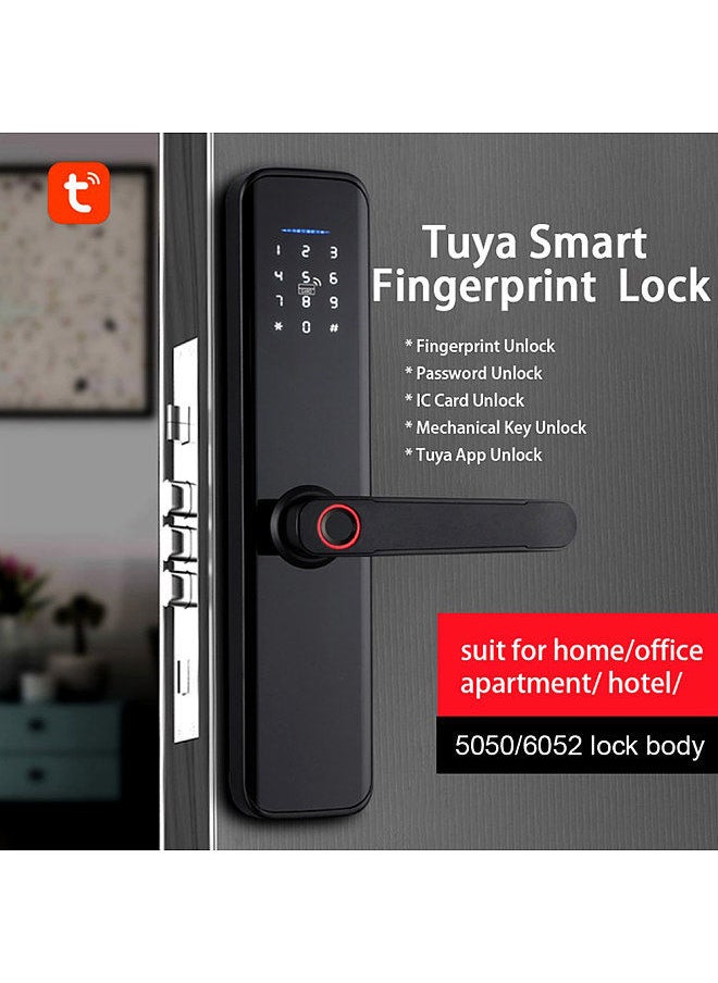 TUYA - Tuya Smart Lock Fingerprint Lock Door Lock Keypad Door Lock with Handle Fingerprint Electronic Deadbolt Door Lock Smart Door Lock Compatible with Tuya APP - Image 1