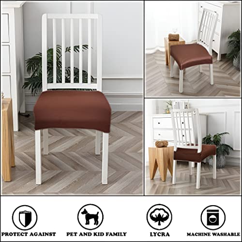 FABANE Universal Size Dining Chair Seat Cover Set of 6 Seater pcs are Easily Washable Strechable and Comfortable for Dining Room (6 Seat Cover, Solid Brown) - Image 4