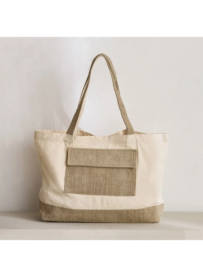 هوم بوكس Zoro Cotton Tote Bag With Jute Pouch 55 X 35 Cm