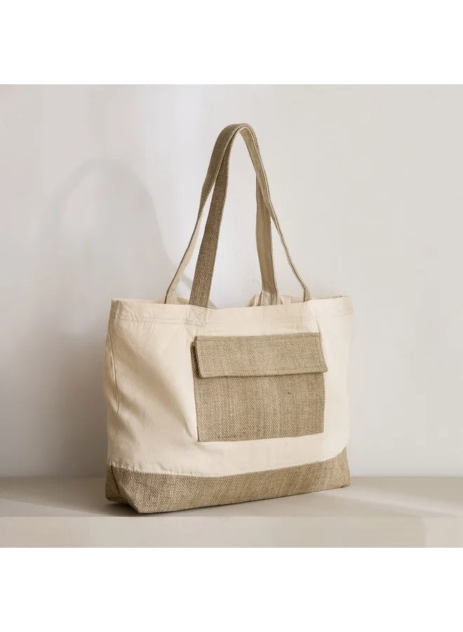 هوم بوكس Zoro Cotton Tote Bag With Jute Pouch 55 X 35 Cm