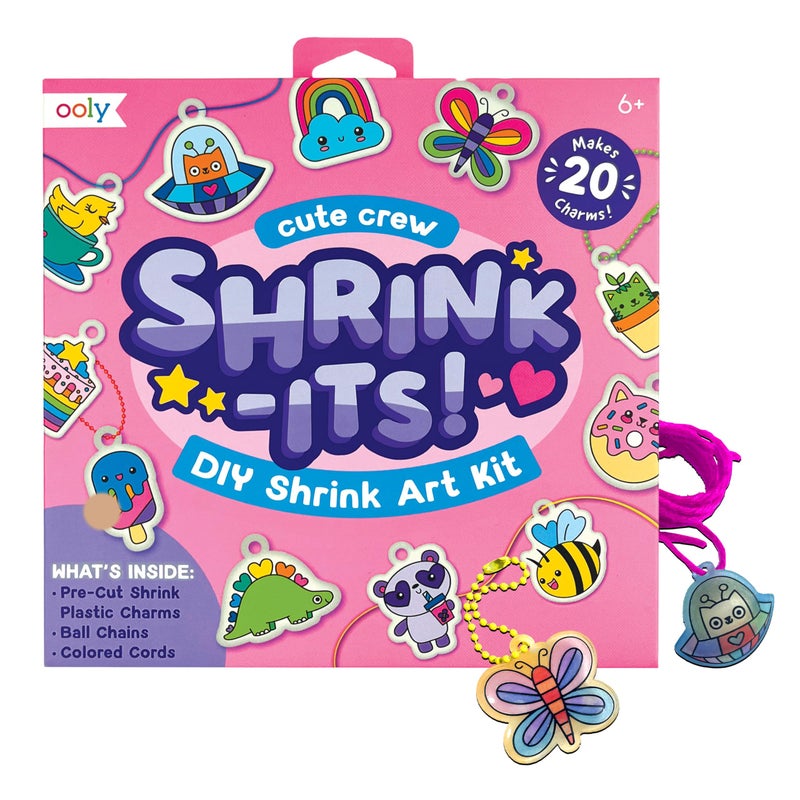 Ooly 28 PC DIY Shrinking Art Kit for Kids 20 Plastic Pre Cut Charms and More No Mess Creative Activity Jewelry Making Kit Cute Crew - Image 2