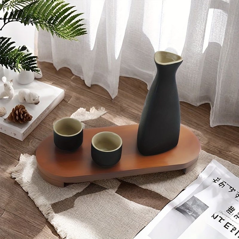 Black Oval Bathroom Organizer Tray Solid Wood Countertop Storage For Soap Toiletries And Cosmetics Modern Vanity Decor Easy Clean Durable Home Organizer - Image 2