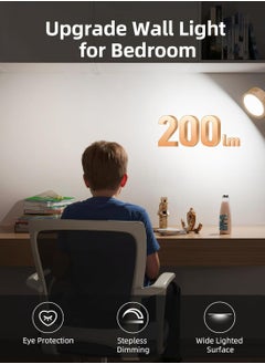 EZVALO EZVALO Rechargeable 360° Rotation Dimmable Wireless LED Wall Mounted Lights for Bedroom 3 Color Temperatures & Remote & Touch Control 5500mAh Battery (Wooden - 3Pack)  - Image 4