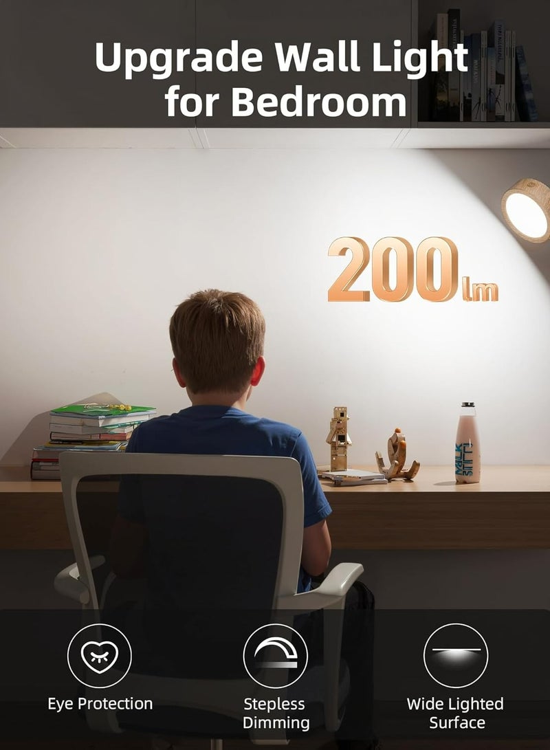 EZVALO Rechargeable 360° Rotation Dimmable Wireless LED Wall Mounted Lights for Bedroom 3 Color Temperatures & Remote & Touch Control 5500mAh Battery (Wooden - 3Pack) - Image 4