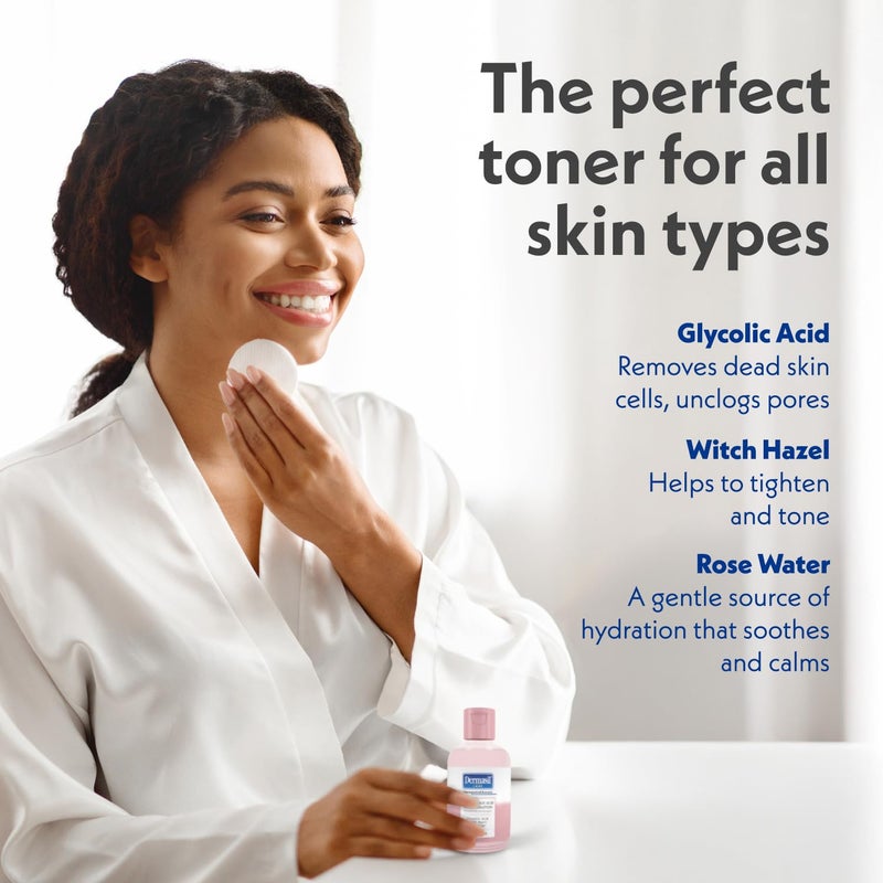 Dermasil AHA Glycolic Acid Toning Solution 3-Pack â€“ Exfoliating Toner for Face with Rose Water, Witch Hazel, and Hyaluronic Acid, 4 Oz Ea - Image 5
