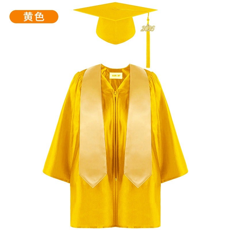 Jing Zhe Rui 2026 New Kids Graduation Gown Set with Cap - Kindergarten Elementary School Ceremony Dress, Knit Fabric, Unisex, Sizes 21-36 - Image 1