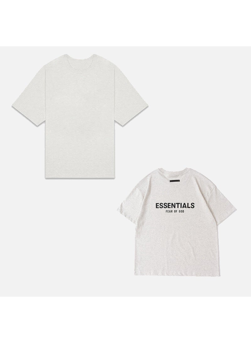 Generic - 2021SS short sleeve T-shirt New offset printing FOG double line ESSENTIALS fashion brand street loose cross-border hot sale Oatmeal - Image 1