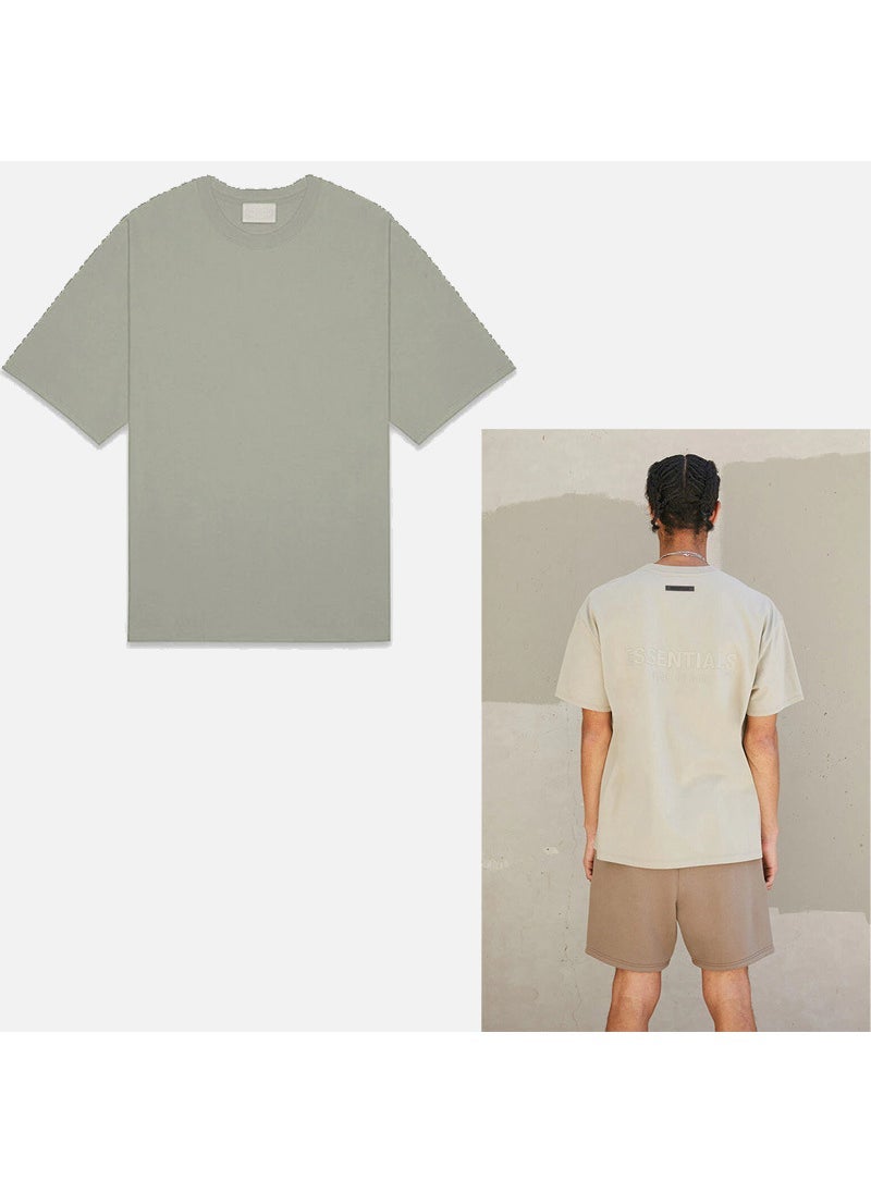 Generic - 2021SS short sleeve T-shirt New offset printing FOG double line ESSENTIALS fashion brand street loose cross-border hot sale Oatmeal - Image 1