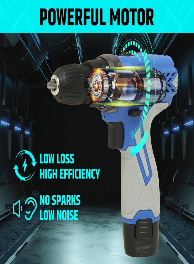 TOMAHAWK® TSE-1212 12V Cordless Drill Screwdriver, 10mm Keyless Chuck, 2-Speed Gearbox (350/1350 RPM), 28Nm Torque, Forward/Reverse, Dual 1.5Ah Batteries - Image 3