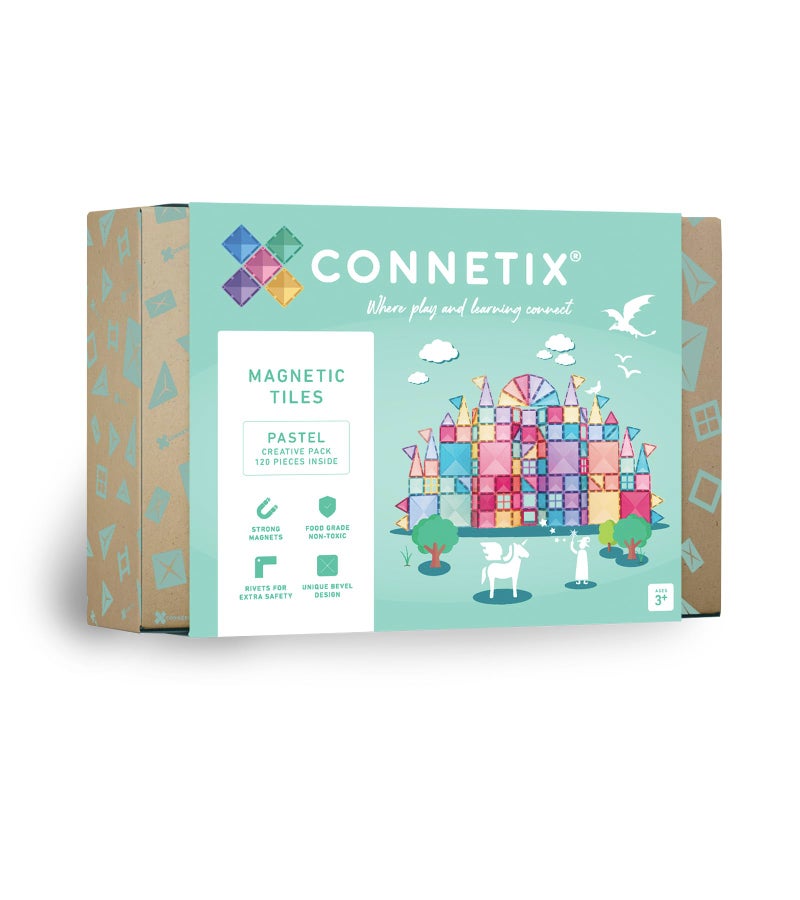 CONNETIX Magnetic Tiles Pastel Creative Pack, 120 Pieces - Image 1