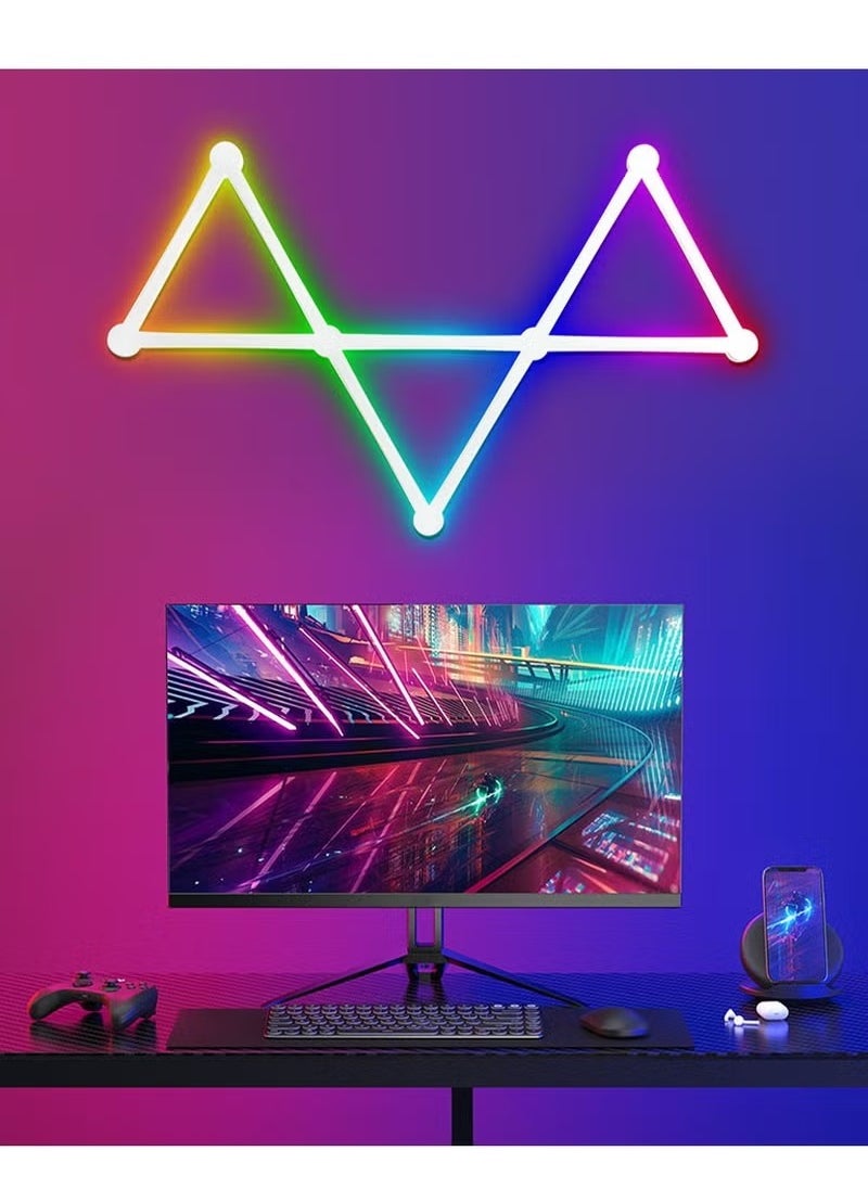 Bukela - 9 LED Wall Lights, Smart RGBIC Wall Sconces for Gaming TV Bedroom, Work with app, Alexa, Bluetooth, Remote Strip Lights with Music Sync, Multicolor Glides for Gaming Room Home Wall Decor WiFi Upgrade - Image 1