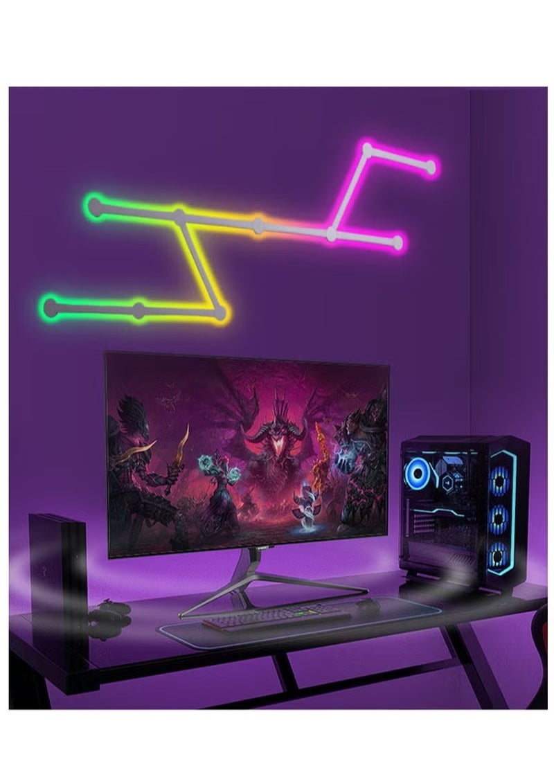 Bukela - 9 LED Wall Lights, Smart RGBIC Wall Sconces for Gaming TV Bedroom, Work with app, Alexa, Bluetooth, Remote Strip Lights with Music Sync, Multicolor Glides for Gaming Room Home Wall Decor WiFi Upgrade - Image 1