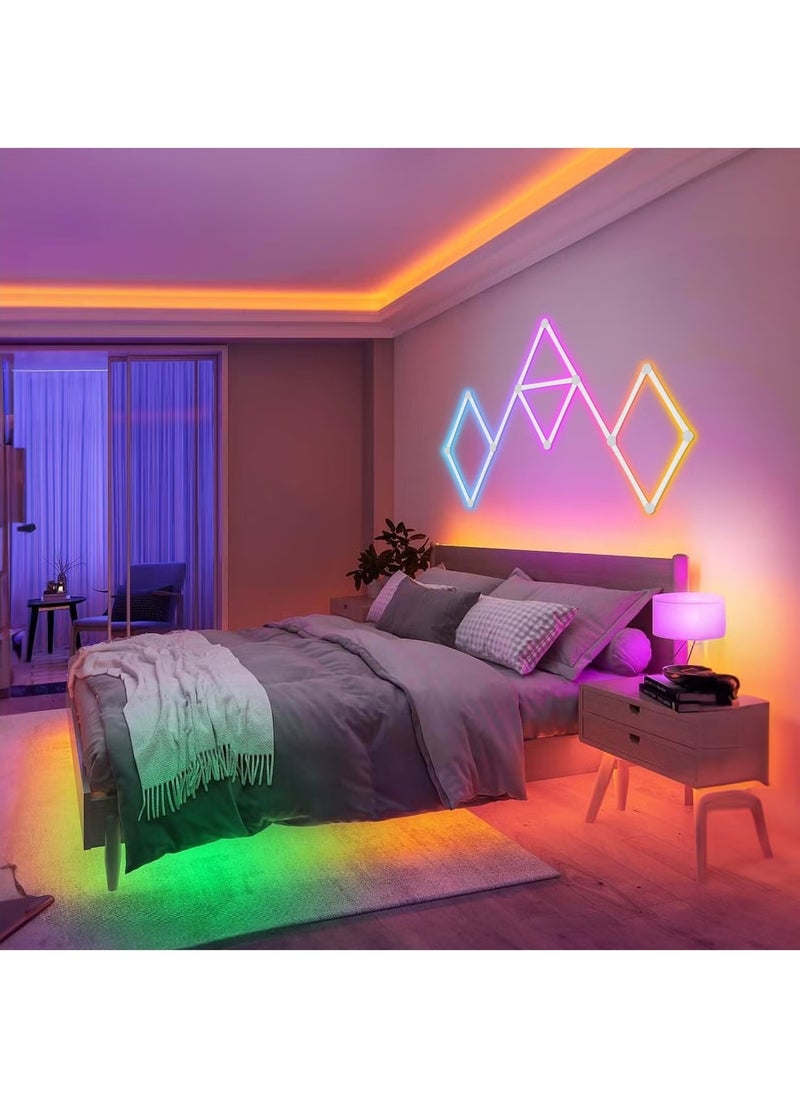 Bukela - 9 LED Wall Lights, Smart RGBIC Wall Sconces for Gaming TV Bedroom, Work with app, Alexa, Bluetooth, Remote Strip Lights with Music Sync, Multicolor Glides for Gaming Room Home Wall Decor WiFi Upgrade - Image 1