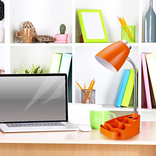 Simple Designs LD1002-ORG Gooseneck Organizer Desk Lamp with iPad Tablet Stand Book Holder, Orange - Image 3