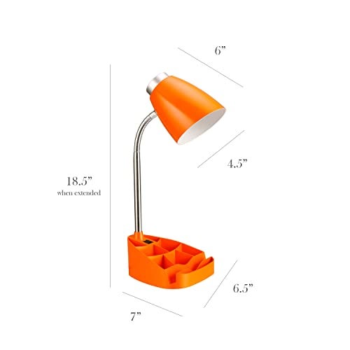 Simple Designs LD1002-ORG Gooseneck Organizer Desk Lamp with iPad Tablet Stand Book Holder, Orange - Image 4
