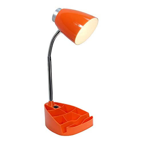 Simple Designs LD1002-ORG Gooseneck Organizer Desk Lamp with iPad Tablet Stand Book Holder, Orange - Image 5