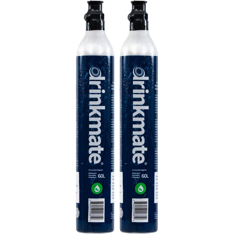 DrinkMate Drinkmate Threaded 60L CO2 Exchange Carbonation Cylinders Compatible wSodaStream ScrewIn Aarke Ninja Thirsti 145 Oz Cartridge Gas Canister Refill Set of 2 