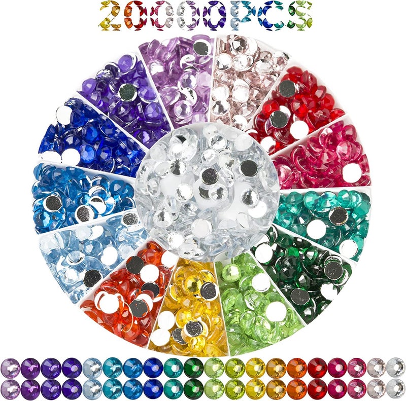Forever young Rhinestones Diamond Painting Beads Bead Art Diamond Painting Drills Accessories and Tools Rhinestones for Makeup 20 Colors Round 20000PCS