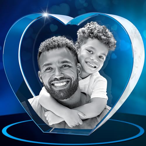 هدايا شخصية من كريستال 3D من آرت بيكس للأب والأب والأم والزوجة والجد والهدايا المخصصة مع صورتك الخاصة صورة زجاجية مخصصة محفورة بالليزر 3D زفاف قلب