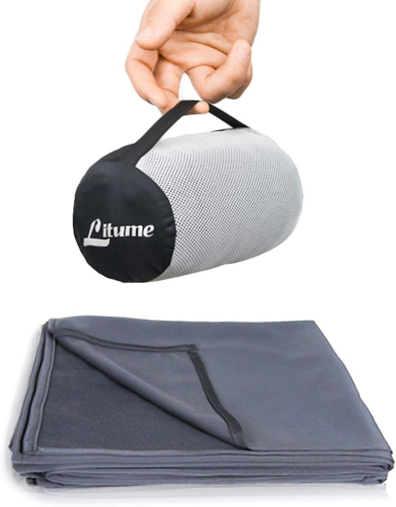 Travel Blanket Lightweight and Breathable, 67 x 48 Soft Airplane Blanket for Travelers, Foldable Camping Sheet with Stuff Sack for Train, Camp, Traveling