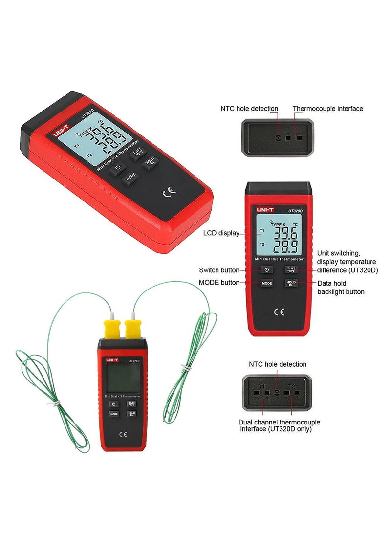 UNI-T - UNI-T UT320 Series Mini Contact K-Type Thermometer, Precision Digital Temperature Tester with Wide Temperature Range, Ideal for Industrial and Household Use - Image 1
