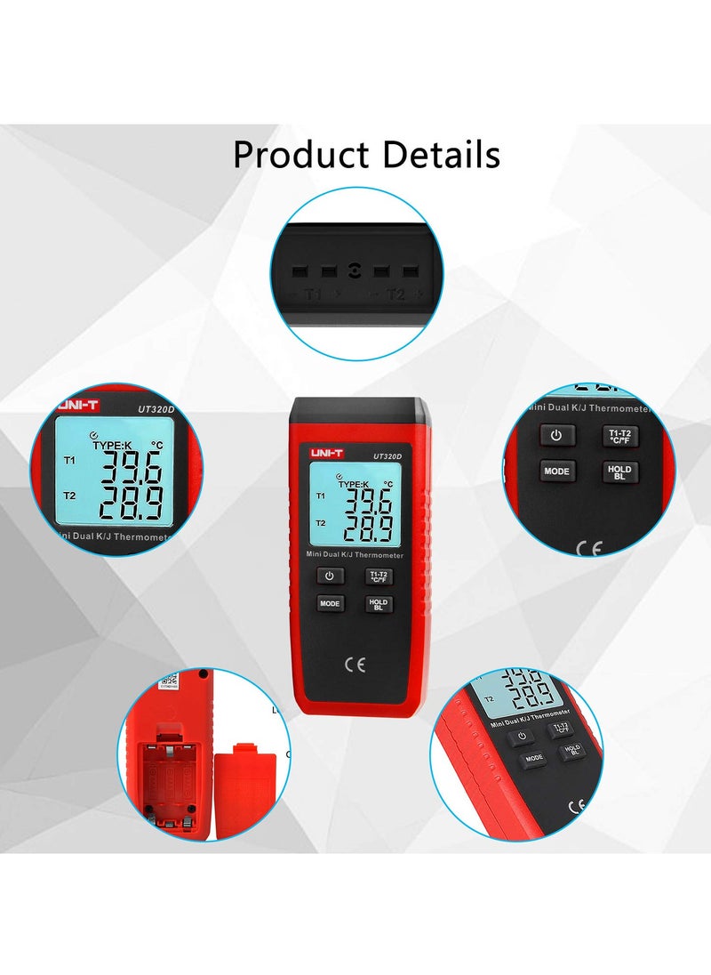 UNI-T - UNI-T UT320 Series Mini Contact K-Type Thermometer, Precision Digital Temperature Tester with Wide Temperature Range, Ideal for Industrial and Household Use - Image 1