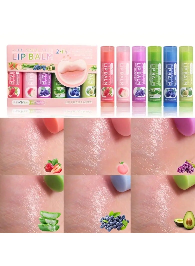 Generic 6 Piece Fruit Flavor Moisturizing Lipstick Set, Hydrating Lip Care, Lip Balm For Dry And Dark Lips, Long Lasting, Long-term Care To Nourish Lips Suitable For Women And Men  - Image 4