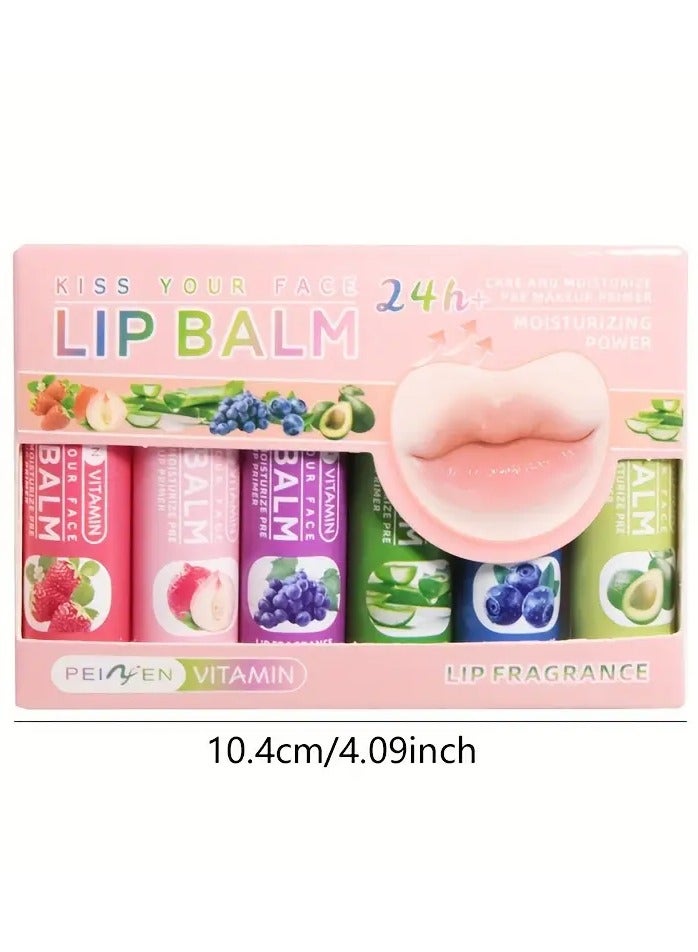 Generic 6 Piece Fruit Flavor Moisturizing Lipstick Set, Hydrating Lip Care, Lip Balm For Dry And Dark Lips, Long Lasting, Long-term Care To Nourish Lips Suitable For Women And Men  - Image 5