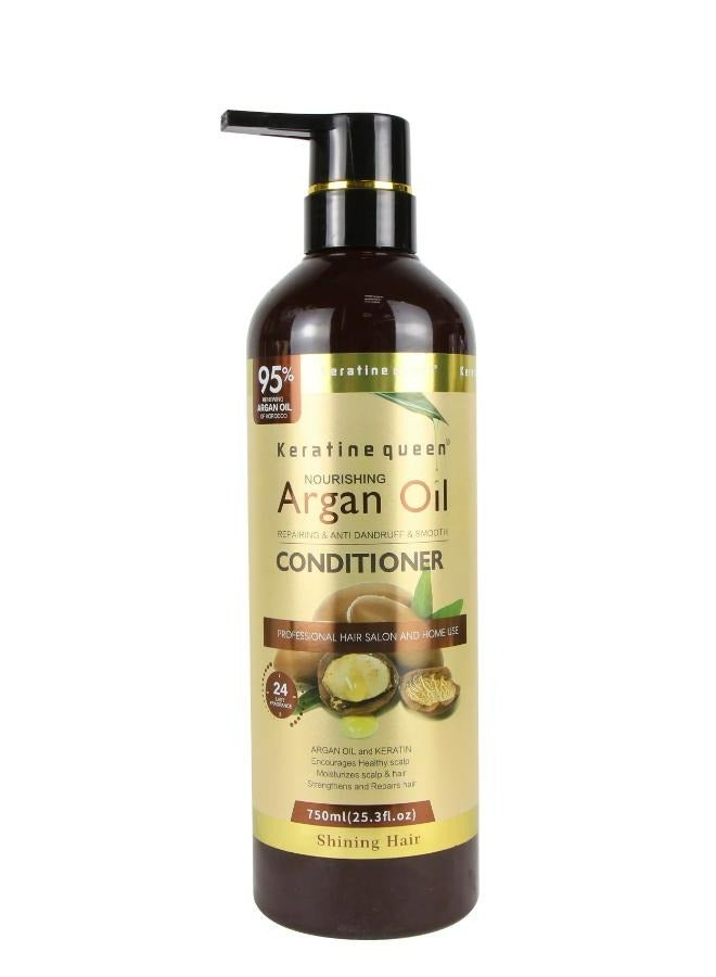 كيراتين كوين زيت الأرغان المغذي لإصلاح الشعر ومضاد للقشرة وبلسم ناعم 750 مل