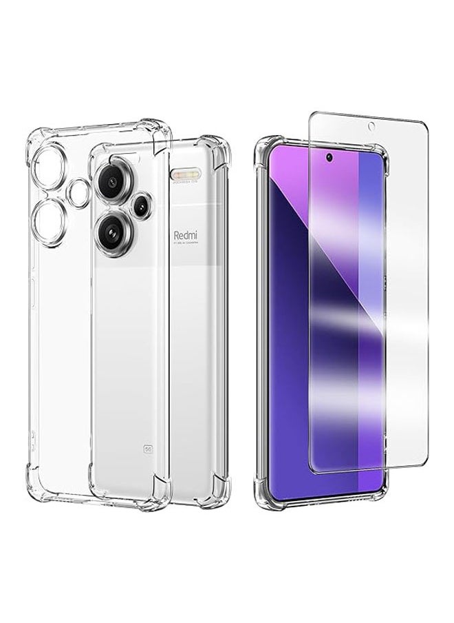 General Case for Xiaomi Redmi Note 13 Pro+ 5G / Note 13 Pro Plus 5G, with 2 Screen Protectors, Mobile Phone Case, Transparent Soft Silicone TPU Protective Bumper Case, Transparent  - Image 1
