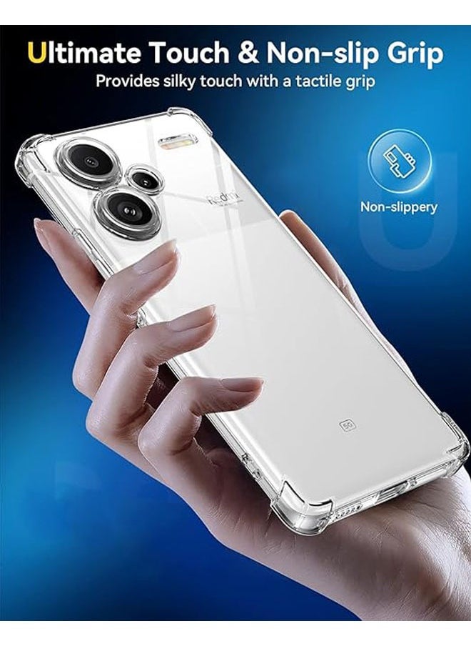 Case for Xiaomi Redmi Note 13 Pro+ 5G / Note 13 Pro Plus 5G, with 2 Screen Protectors, Mobile Phone Case, Transparent Soft Silicone TPU Protective Bumper Case, Transparent