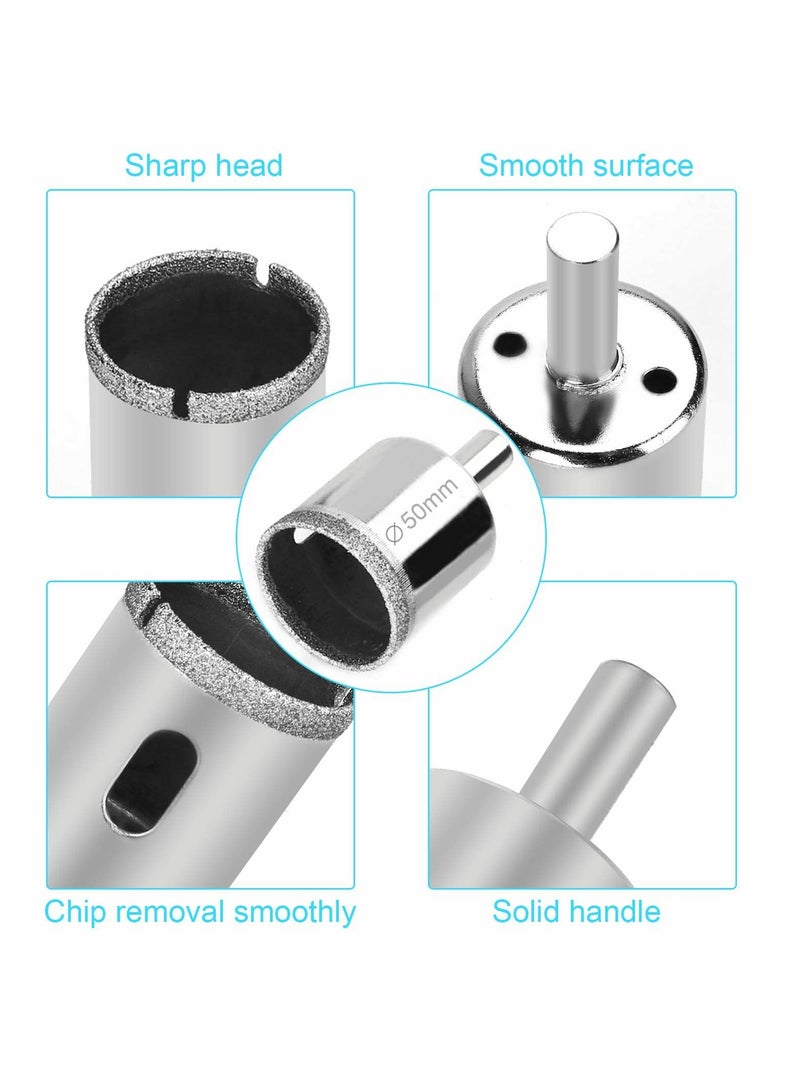 KASTWAVE أدوات حفر الماس، مجموعة مثقاب بالماس، مثقاب زجاج عالي الجودة لزجاجات، أواني، قطع الرخام، الحجر الجرانيت، بلاط 0.23 إنش - 2 إنش（6 مم - 50 مم）15 قطعة - Image 5