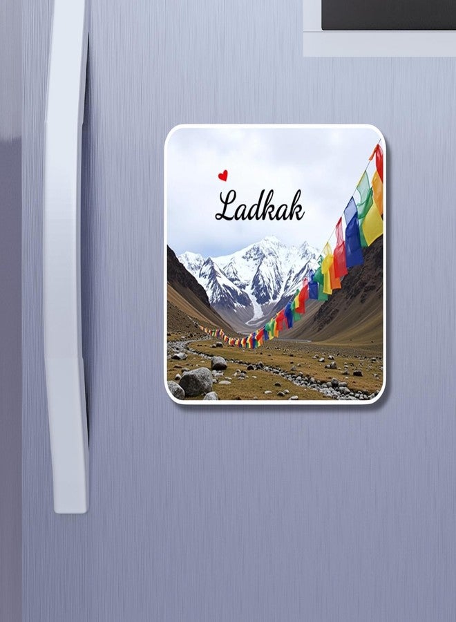 GiftODay Ladakh State Theme Souvenir Wooden Fridge Magnet for Refrigerator Stylish - Printed Fridge Decoration Magnet for Kitchen & Home Decor | Perfect Souvenir Gift | Size 3x3 Inches | Pack of 5 - Image 5