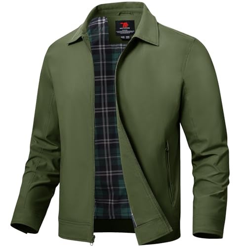 TBMPOY Mens Lightweight Jackets Casual Windbreaker Stylish Light Fall Spring Golf Work Dress Business Pine Green L - Image 1