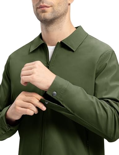 TBMPOY Mens Lightweight Jackets Casual Windbreaker Stylish Light Fall Spring Golf Work Dress Business Pine Green L - Image 3