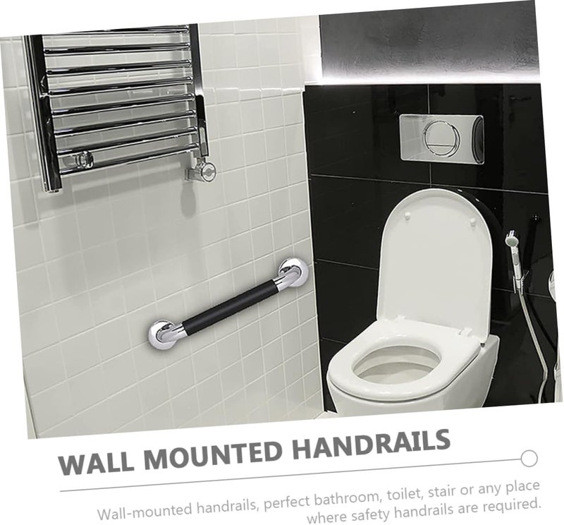 2pcs Stainless Steel Bathtub Handrail Non-Slip Grab Bar for Elderly Disabled Easy Installation Shower Handle Stainless Steel Black - Image 5