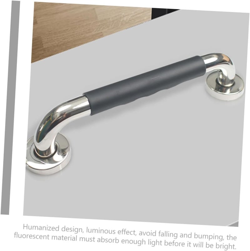 2pcs Stainless Steel Bathtub Handrail Non-Slip Grab Bar for Elderly Disabled Easy Installation Shower Handle Stainless Steel Black - Image 2