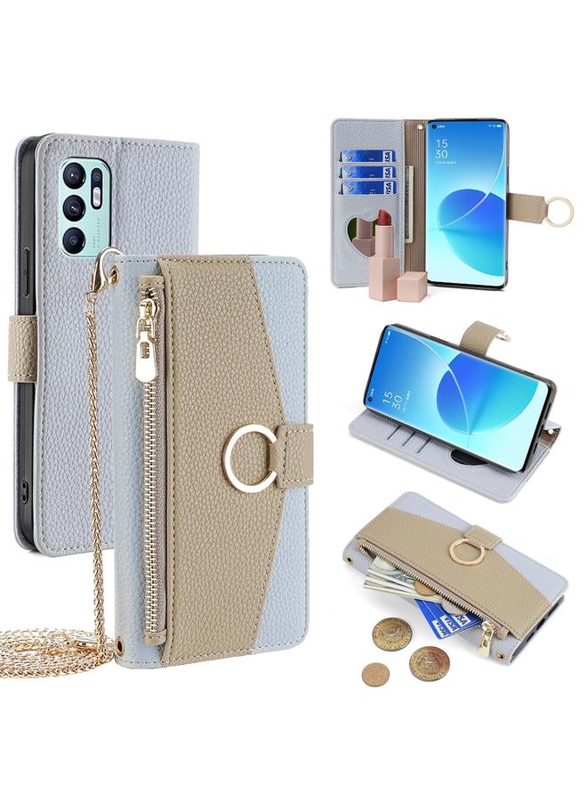 اس-توب جراب هاتف OPPO Reno6 4G Crossbody من الجلد بملمس الليتشي - Image 1
