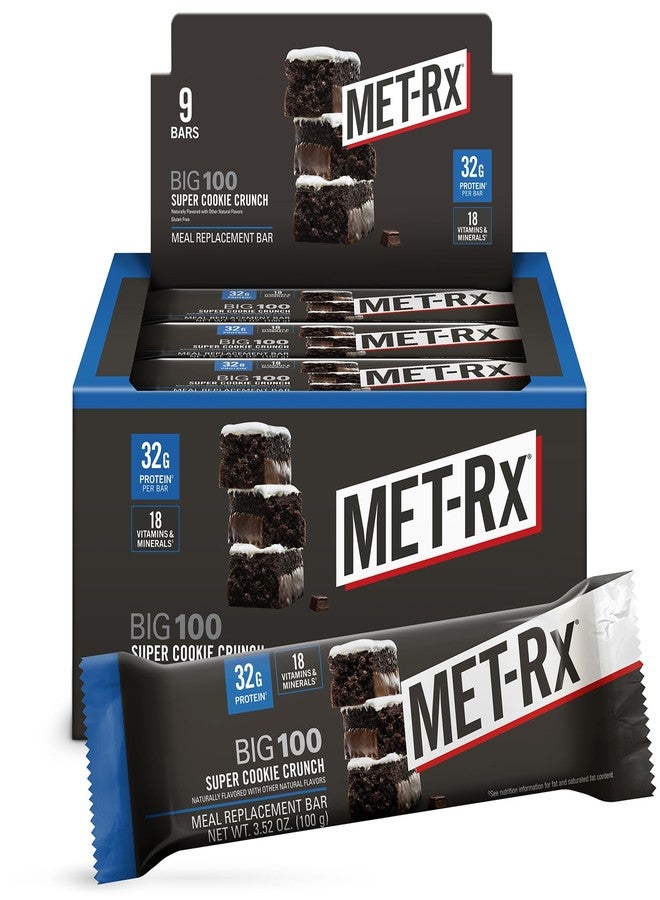 مت ركس ألواح بروتين MET-Rx Big 100، بديل للوجبات، 32 غرام بروتين، بنكهة سوبر كوكي كرانش، 3.52 أونصة (عبوة من 9 قطع) - Image 1
