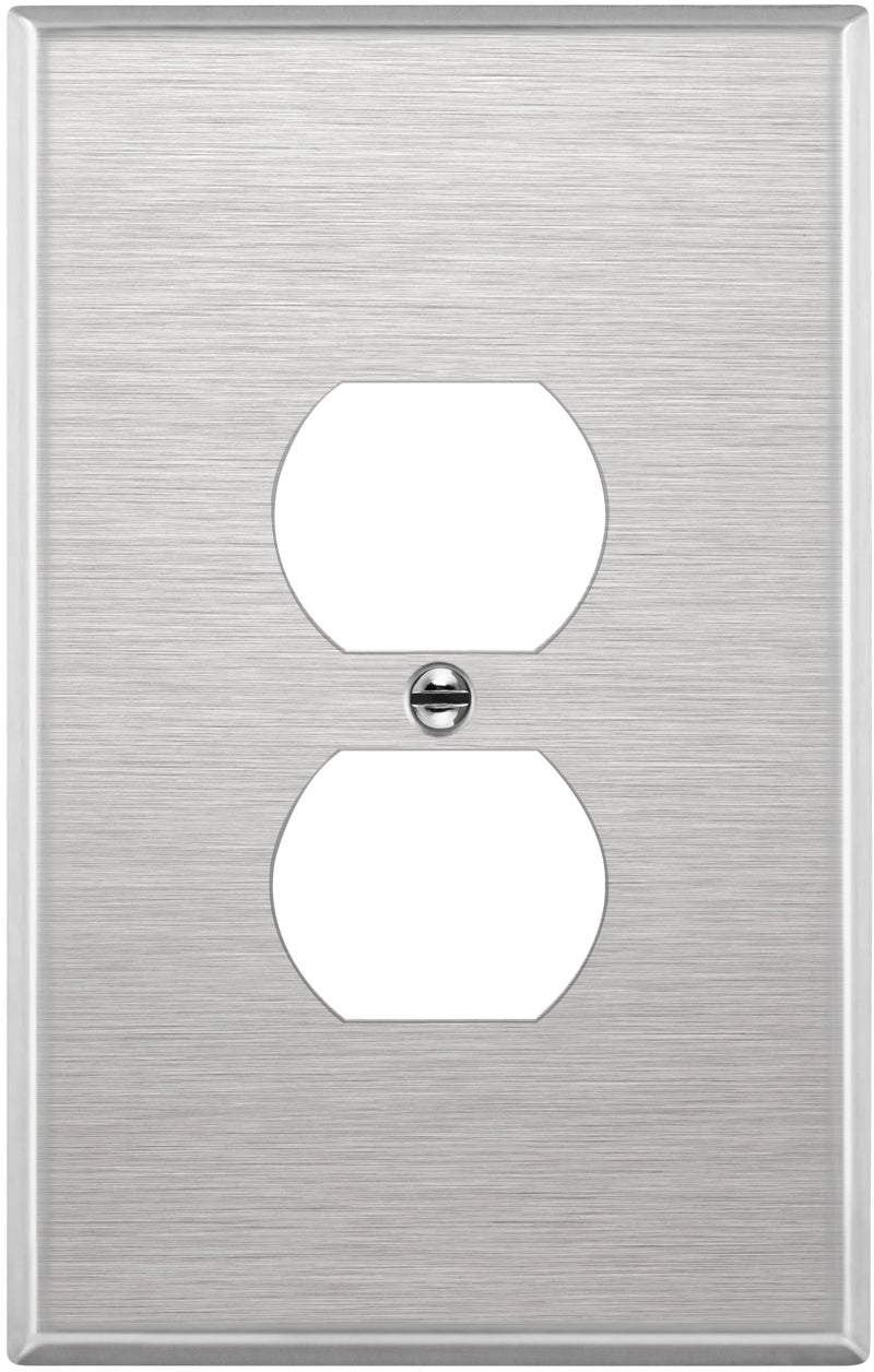ENERLITES Duplex Receptacle Jumbo Metal Wall Plate, Stainless Steel Outlet Cover, Corrosion Resistant, Over Size 1-Gang 5.5" x 3.5", UL Listed, 7721O, 430, Silver - Image 1